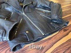 Mad Max Vintage Motorcycle Jacket Road Warrior Black Leather Vented Sz 48 L XL
