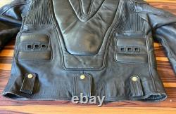 Mad Max Vintage Motorcycle Jacket Road Warrior Black Leather Vented Sz 48 L XL