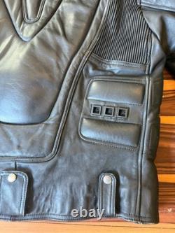 Mad Max Vintage Motorcycle Jacket Road Warrior Black Leather Vented Sz 48 L XL