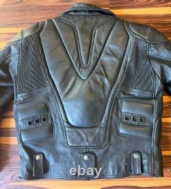 Mad Max Vintage Motorcycle Jacket Road Warrior Black Leather Vented Sz 48 L XL