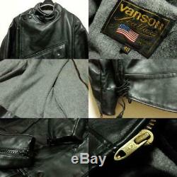 Made in USA VANSON Swedish army motorcycle leather jacket 40 good condition Used