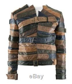 Maison Margiela X H&M Mens Brown/Black/Navy Belted Belts Leather Jacket Size L