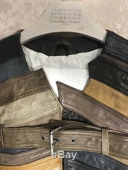 Maison Margiela X H&M Mens Brown/Black/Navy Belted Belts Leather Jacket Size L