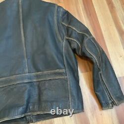 Marc New York Brown Distressed Cafe Motorcycle Leather Jacket Insulated Men's M
