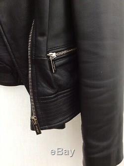 Marks and Spencer Autograph Black Leather Biker Style Jacket Size 16