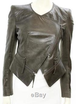 Mcginn Brown Leather Zip Up Moto Jacket Size Small