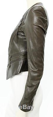 Mcginn Brown Leather Zip Up Moto Jacket Size Small