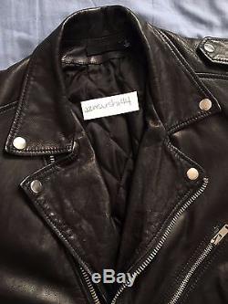 Men's BLK DNM Lamb Leather Biker Jacket 5 Size S Small Black Denim Motorcycle