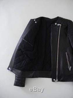Men's Balmain High Label Sz48 Black Lambskin Leather Padded Biker Moto Jacket