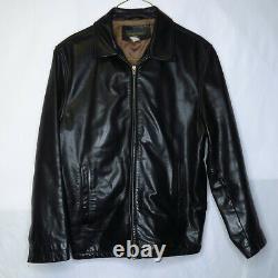 Men's Banana Republic Hard Shell Black Leather Jacket Size Large Slit Pockets Li