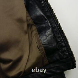 Men's Banana Republic Hard Shell Black Leather Jacket Size Large Slit Pockets Li