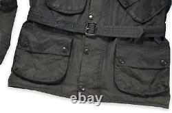 Men's Barbour International Trials Waxed Jacket Belted Black England Size M