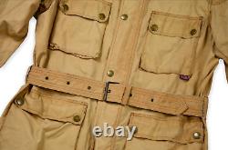 Men's Belstaff Motorcycle Jacket Vintage Ivory Belt England Classic Size XXL