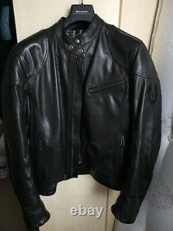Men's Belstaff Supreme Antique Black Leather Motorcycle Biker Jacket Size M