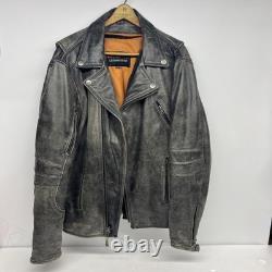 Men's Biker Distressed Gray Leather Racer Jacket WithVents by Vance Leather XXL