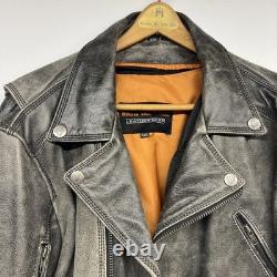 Men's Biker Distressed Gray Leather Racer Jacket WithVents by Vance Leather XXL