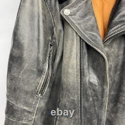 Men's Biker Distressed Gray Leather Racer Jacket WithVents by Vance Leather XXL