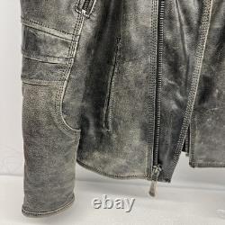 Men's Biker Distressed Gray Leather Racer Jacket WithVents by Vance Leather XXL