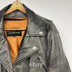 Men's Biker Distressed Gray Leather Racer Jacket WithVents by Vance Leather XXL