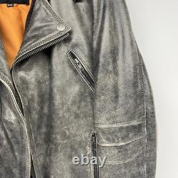 Men's Biker Distressed Gray Leather Racer Jacket WithVents by Vance Leather XXL Men's Biker Distressed Gray Leather Racer Jacket WithVents by Vance Leather XXL