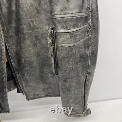 Men's Biker Distressed Gray Leather Racer Jacket WithVents by Vance Leather XXL