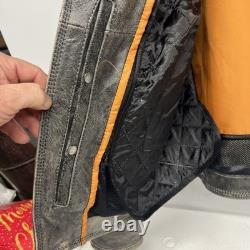 Men's Biker Distressed Gray Leather Racer Jacket WithVents by Vance Leather XXL