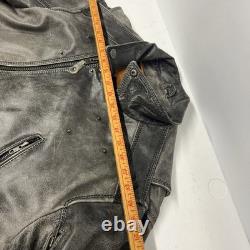 Men's Biker Distressed Gray Leather Racer Jacket WithVents by Vance Leather XXL