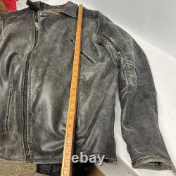 Men's Biker Distressed Gray Leather Racer Jacket WithVents by Vance Leather XXL