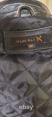 Men's Black Café Racer Sz M Leather Motorcycle Jacket by Yukali Yuk Ali Vintage