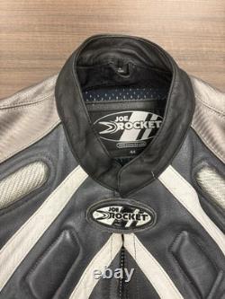 Men's Black Leather Motorcycle Jacket Joe Rocket Sports Biker Size 44