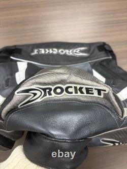 Men's Black Leather Motorcycle Jacket Joe Rocket Sports Biker Size 44