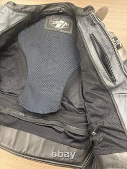 Men's Black Leather Motorcycle Jacket Joe Rocket Sports Biker Size 44