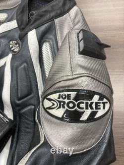 Men's Black Leather Motorcycle Jacket Joe Rocket Sports Biker Size 44