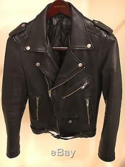 Men's Blk Dnm Leather Jacket 5 Black Size Xs S Small Rare Motorcycle Biker