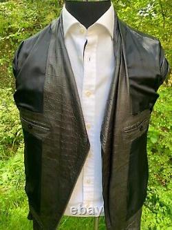 Men's Blk Dnm Leather Motorcycle Biker Jacket Small