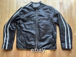Men's Brown Leather WILSONS M. Julian Motorcycle Cafe Racer Moto Biker Jacket L
