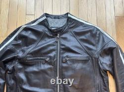 Men's Brown Leather WILSONS M. Julian Motorcycle Cafe Racer Moto Biker Jacket L