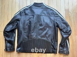 Men's Brown Leather WILSONS M. Julian Motorcycle Cafe Racer Moto Biker Jacket L