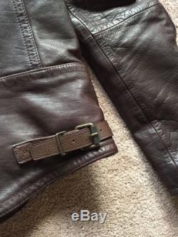 Men's Burberry Brit Brown Leather Jacket withShearling colllar, Size Small