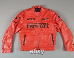 Men's Ferrari Leather Motorcycle Racing Jacket Size L