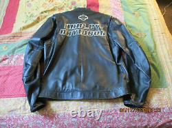 Men's Harley-Davidson Black Leather THROTTLE Motorcycle Biker Jacket Size LARGE