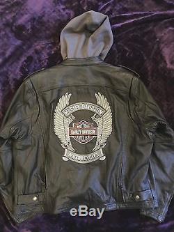 Men's Harley Davidson Leather Jacket Limited Edition 3-in-1 with Hooded Liner