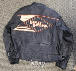 Men's Harley Davidson Leather Motorcycle Jacket Zip Out Liner Size 2XL USED