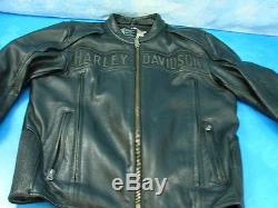 Men's Harley Davidson Road Warrior Leather Jacket Black Size L Reflective