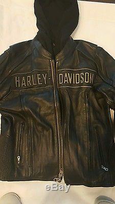 Men's Harley Davidson Road Warrior Leather Jacket Black Size L Reflective