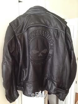 Men's Harley-Davidson Willie G. Skull Black Leather Reflective Jacket 2XL