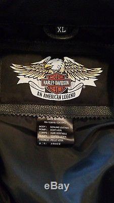 Men's Harley Davidson motorcycle authentic leather black jacket logo XL X-Large