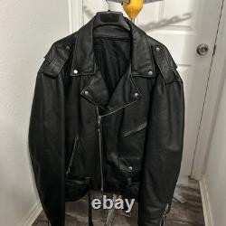 Men's Heavy Duty Biker Leather Motorcycle Jacket Size 56