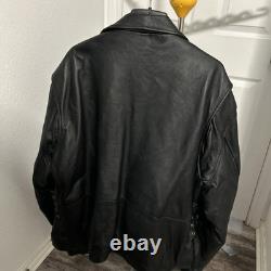 Men's Heavy Duty Biker Leather Motorcycle Jacket Size 56
