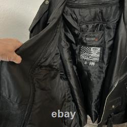 Men's Heavy Duty Biker Leather Motorcycle Jacket Size 56